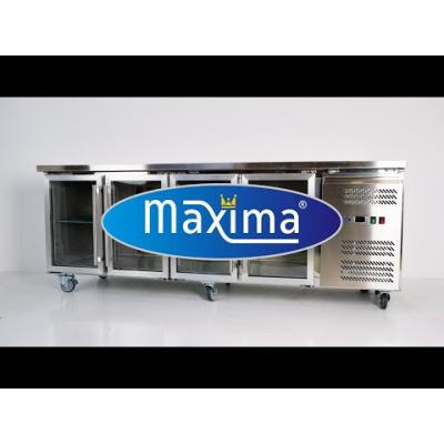 Maxima Pultový CHLADÍCÍ STŮL - 223 cm - 4 skleněné dveře |  09400409